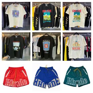 Sweats à capuche graphiques et t-shirts pour hommes - Rhude Inspired Fit Graffiti Imprimé à manches courtes courte