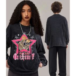 Heren Hip Hop Hoodies Sweatshirts Hoodie Mannen Paars Schedel Lange mouw Y2K Trui Harajuku Sweatshirt Anime Patroon Oversized Top Kleding Hoge kwaliteit