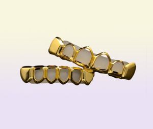 Men s Hip Hop Tands Grillz stelt 6 topsbottom holle gladde gouden zilveren tandheelkundige grills voor dames rock mode body sieraden accessor4903792