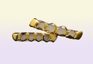 Men s Hip Hop Tands Grillz stelt 6 topsbottom holle gladde gouden zilveren tandheelkundige grills voor dames rock mode body sieraden accessor3348711