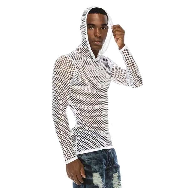 Gilet à capuche pour hommes, pull à manches longues avec grande maille, Sexy pour la maison