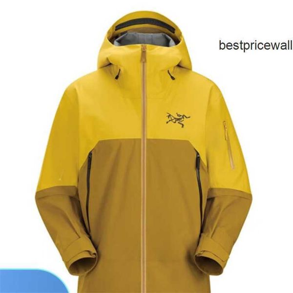 Sweat à capuche pour hommes Arcterxy Designer Jackets ARC'TERXY RUSH GORE-TEX PRO pour hommes résistant aux intempéries, chaud et respirant, veste de ski à coque rigide Oracle/Daze/jaune marron S HBXN