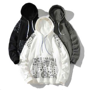 Hoods Hoodie Paisley gedrukt casual sweatshirts met buikzak