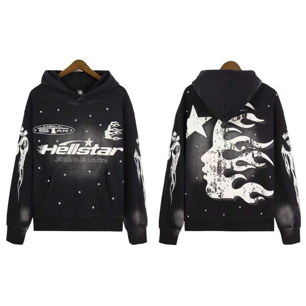 Sudadera con capucha para hombre Hell Star Sudadera con capucha Patrón de tiburón para hombre Jersey con estampado de letras Jersey de manga larga con bolsillos Ropa superior para hombres y mujeres Moda