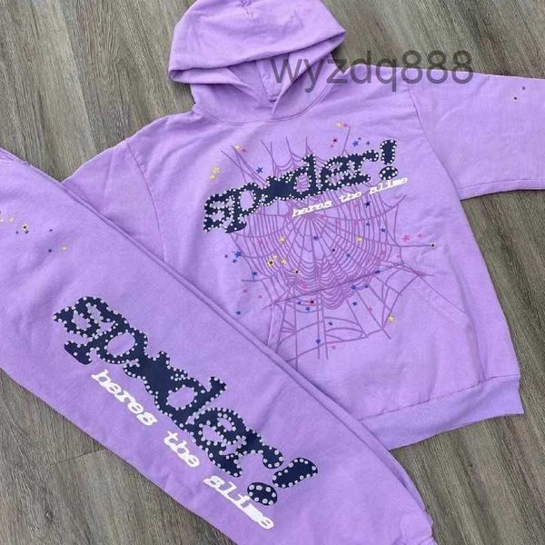 Sudadera con capucha para hombre, color morado, Sp5der 555555 2023ss, jersey para hombre y mujer, joven Mob Spider Web Star Letter NA1Y