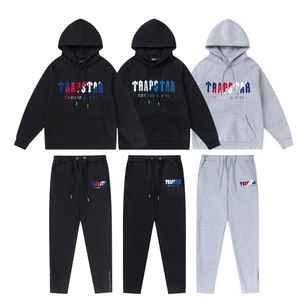 Hoods Hoodie Trapstar Tracksuit Set Designer Borduurbrief Black Wit Gray Rainbow Color Summer Sports Fashion Catton Cord Top Short Sleeve Size S To XL