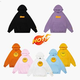 Hoods Hoodie Geel Smiley Face Letters Print Sweatshirt Dames T -shirt Katoen Trend Lange mouw Hoodies High Street Casual Drew Sweatshirts 56