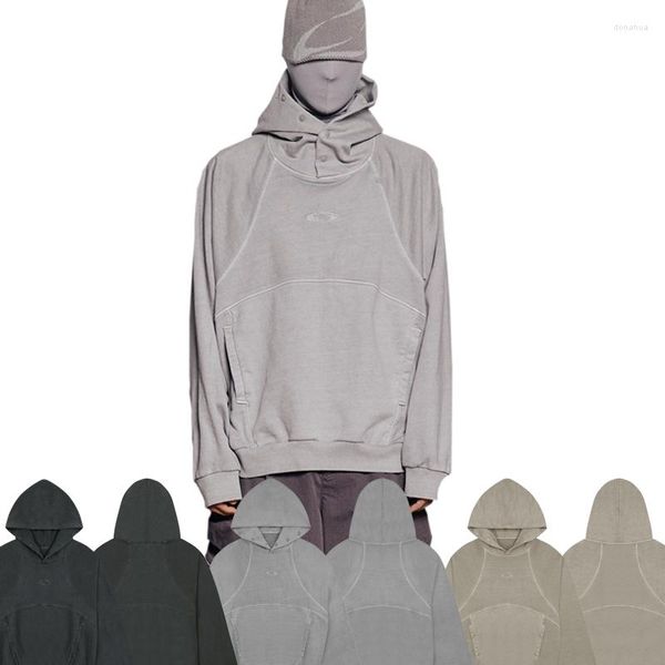 Sweats à capuche pour hommes 007 Factory Grailz Logo brodé High Street Déconstruction Épissage Pure Color Vêtements Coton Hommes Surdimensionné À Capuche