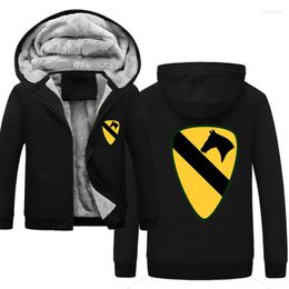 Heren Hoodies 1st Cavalry Division First Team (United States Army) Classic Winter Men Fashion Liner Jacket Sweatshirts Coat