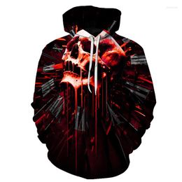 Heren Hoodies 2022 3D Hoodie Skull Digital Printing Men/Women Casual Street Fashion Autumn and Winter Tops Long Sleeves