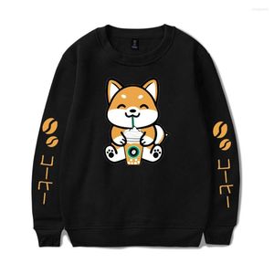 Hommes sweats à capuche 2022 Anime chien boire café hommes femmes dessin animé drôle Streetwear survêtement Kawaii Harajuku sweat à capuche