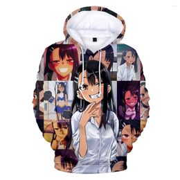 Sweats à capuche pour hommes 2022 Anime vêtements pour hommes ne joue pas avec moi Miss Nagatoro sweat femme homme à capuche Harajuku Streetwear garçon filles