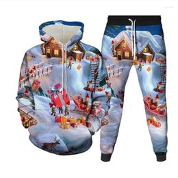 Heren Hoodies 2022 Christmas Sweatshirts Men Vrouwen Jassen en Coats Santa Claus Kostuum 3D Print Paar Kleding Rode Dames Tops