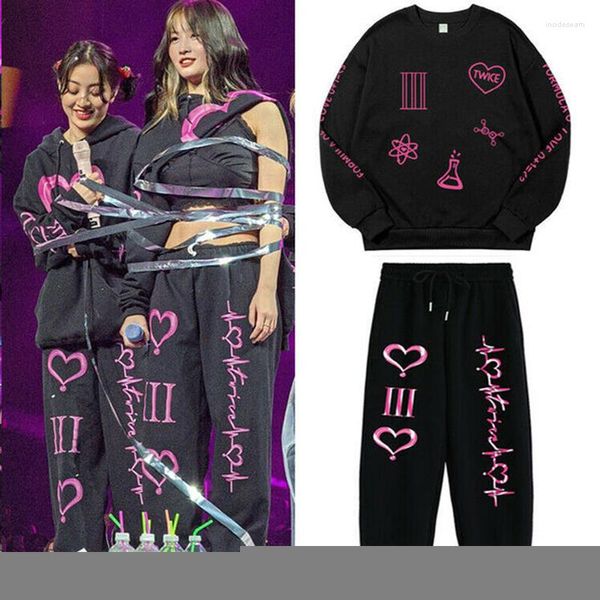 Sweats à capuche pour hommes 2023 Mode Kpop TWICE 4TH World Tour III Coton Hood Sweatpants Set Streetwear Trend Ladies Suit