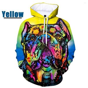 Heren Hoodies 2022 Fashion Unisex Funny Dog 3D Gedrukte mannen/vrouwen schattige Pitbull Painted Tops grafische trui