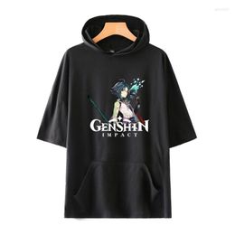Heren Hoodies 2022 Game Genshin Impact Print Crashed Hooded T-Shirts Men Women Women Unisex Harajuku Hip Hop Tracksuit Streetwear Pullover