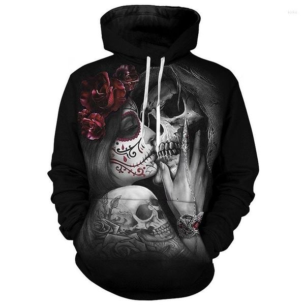 Sweats à capuche pour hommes 2022 Sweat à capuche de haute qualité Skull Beauty Kiss Sweat-shirts à manches longues imprimés manteaux noirs, plus la taille hommes/femmes S-6XL