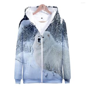 Sweats à capuche pour hommes 2022 Samoyed Zipper Jacket 3D Sweat-shirt Harajuku Femmes Plus Taille pour Streetwear