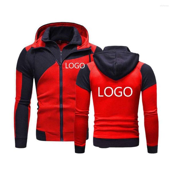 Sudaderas con capucha para hombre 2022 primavera otoño Logo hecho a medida hombres polar algodón cremallera Harajuku ropa masculina abrigo sudadera con capucha