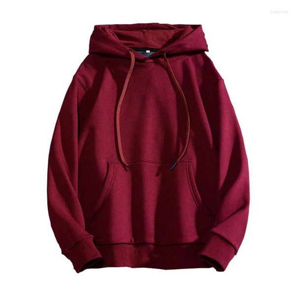 Sudaderas con capucha para hombre 2022 invierno cálido grueso vino rojo polar Casual Sudadera con capucha moda hombres Color sólido sudadera Tops