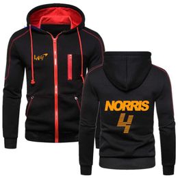 Sudaderas con capucha para hombres 2023/2024 Nuevo F1 Fórmula Uno Equipo de carreras Sudaderas Mclaren Fans Hombres Lando Norris Moda Algodón Zip Fitness Color sólido Chaqueta polar Top Apm7