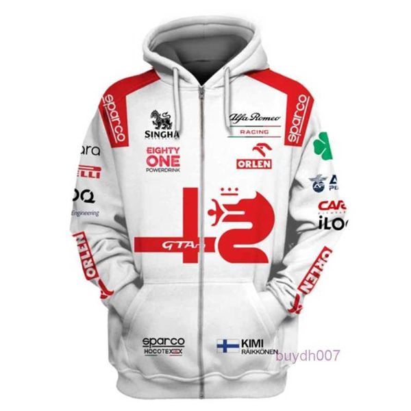 Sweats à capuche pour hommes 2023/2024 Nouveaux sweat-shirts de l'équipe de course de Formule 1 F1 Automne Formule 1 Fermeture à glissière d'Alfa Romeo Men_s Sports extrêmes en plein air Leis 8tfo