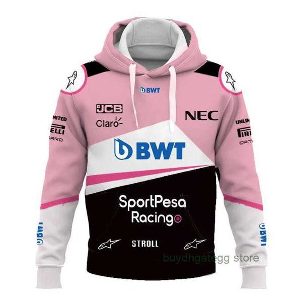 Sweats à capuche pour hommes 2023/2024 Nouveau F1 Formula One Racing Team Sweatshirts Match Point BWT Fan Rose Confortable Jersey Ligne Vêtements Saison Power F6cp