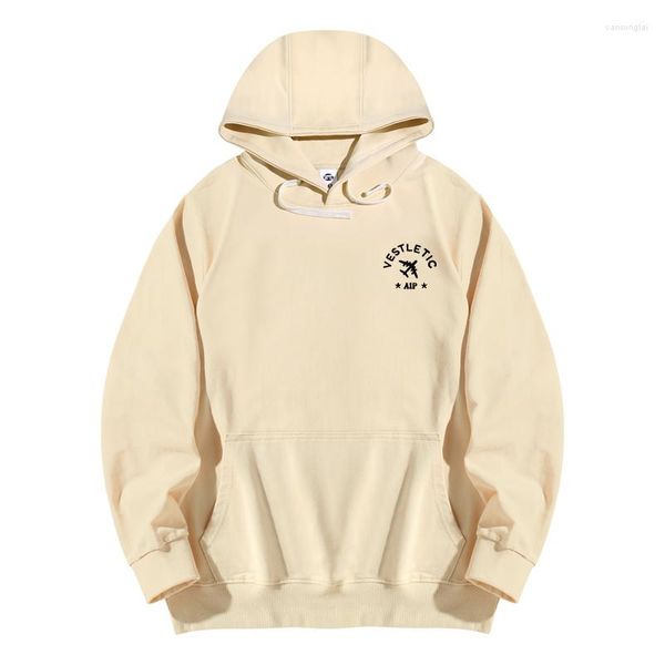 Sweats à capuche pour hommes 2023 Américain Antique Avion Lettre Impression Couple Pull En Peluche Avec Chapeau Hommes Et Femmes Marque De Mode Ins Étudiant Manteau