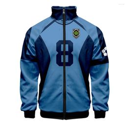 Sudaderas con capucha para hombre 2023 Anime Blue Lock Zipper Stand Collar chaqueta de béisbol Cosplay disfraz uniforme hombres 3D estampado ISAGI abrigo Harajuku ropa