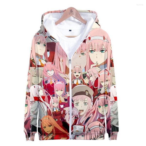 Sudaderas con capucha para hombre, DARLING In The FRANXX de Anime 2023, sudadera con estampado 3D y cremallera, sudadera de invierno con dobladillo para mujer, camisetas con capucha