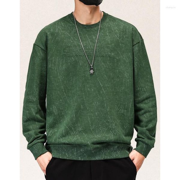 Sudaderas con capucha para hombre 2023 Otoño e invierno Abrigo superior de manga larga con cuello redondo verde