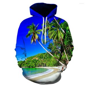 Heren Hoodies 2023 Autumn and Winter Man's grappige casual pullover 3D printen Cool Sunny Beach Street Hoodie All-Match Trendy Tops