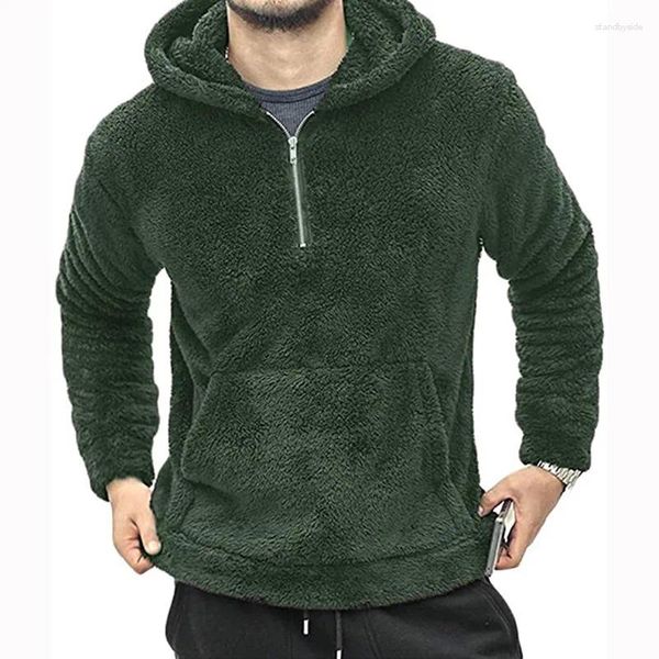 Sweat à capuche en peluche pour homme, pull ample, couleur unie, décontracté, assorti avec tout, vêtements Harajuku, automne et hiver 2023