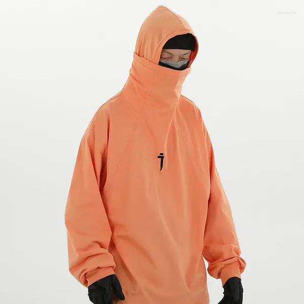 Sudaderas con capucha para hombre, ropa técnica de Hip Hop para hombre, jersey informal de calle Harajuku, color naranja, negro y blanco, otoño 2023