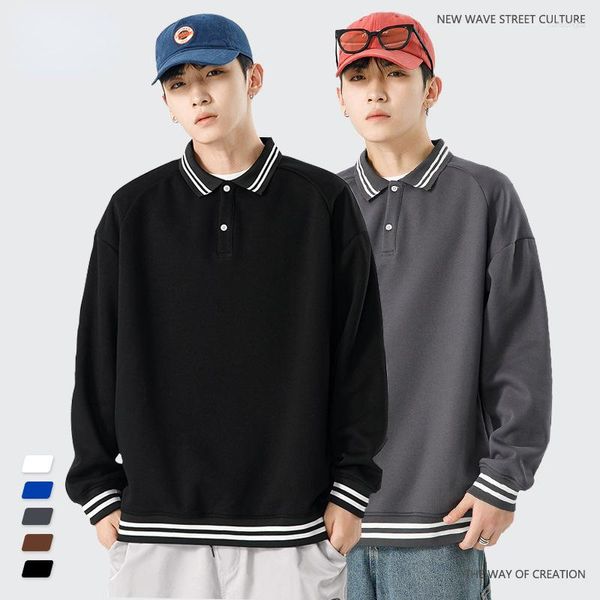 Pulls à capuche pour hommes 2023 automne produit Simple couleur unie marque de mode rayure à manches longues POLO fil pull