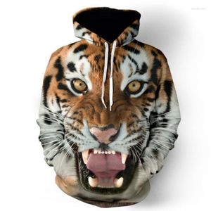 Sweats à capuche pour hommes 2023 automne/hiver 3D imprimé animal tigre avec chapeau poche pull pull pour la mode