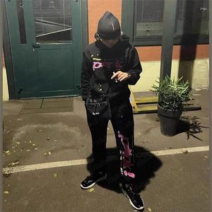 Hommes Hoodies 2023 Automne Hiver Hommes Femmes Rose Noir Y2K Vêtements Pull Lâche Hip-Hop Zipper Hoodie Sweat Vestes Tops Ropa Street