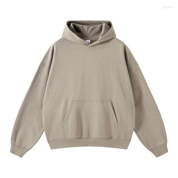 Sweat à capuche pour hommes et femmes, couleur unie, Double ligne, surdimensionné, épais, à la mode, automne/hiver 2023, 400g