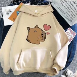Sweats à capuche pour hommes 2023 Capybara Homme Imprimé Vintage Ulzzang Hoddies Grunge Kawaii Sweat Vêtements Streetwear Mode Long Slee
