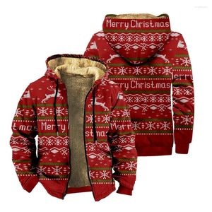 Herenhoodies 2023 Kerstmis Grappig Rood Grafisch Jack Geometrie Informeel Dagelijks Vakantie Fleece Winterkleding Kleding Rits
