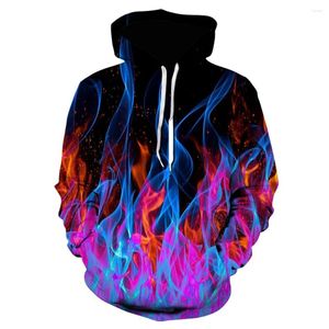 Mannen Truien 2023 Kleurrijke Vlam 3D Sweatshirts Mannen Vrouwen Capuchon Herfst Winterjas Streetwear Jassen Print Hoodie Kostuum