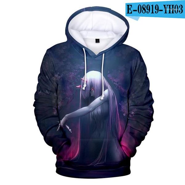 Sweats à capuche pour hommes 2023 chéri dans le FRANXX 3D hommes/femmes Anime zéro deux sweat à capuche mignon garçons filles pulls surdimensionné