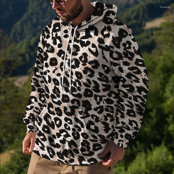 Sudaderas con capucha para hombre 2023 Diseño Sudadera con capucha para hombre Jersey informal Estampado de leopardo 3D Estilo de calle europeo Camisa para correr de invierno de gran tamaño 6XL