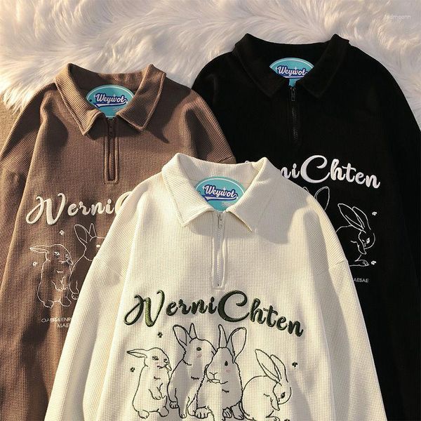 Sudaderas con capucha para hombre 2023 principios de otoño delgada versión coreana suelta todo-fósforo superior leche bordado Waffle cuello suéter mujer Y2K