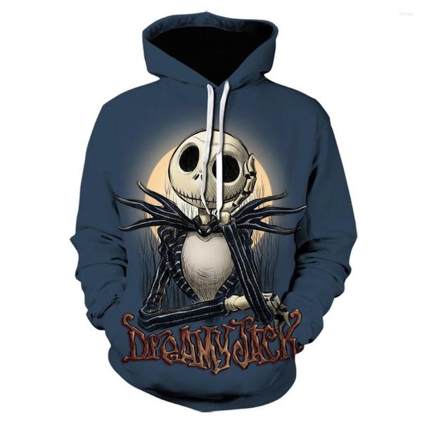 Sudaderas con capucha para hombre, moda 2023, sudaderas de terror de Halloween, Sudadera con capucha de calavera pensativa con estampado 3D, abrigo informal con capucha para hombre y mujer, chaqueta