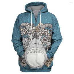 Sweats à capuche pour hommes 2023 Mode Hommes Femmes 3D Sweat à capuche Mon voisin Totoro Fleur Anime Sweats à capuche imprimés / sweat-shirt / veste unisexe décontracté streetwear