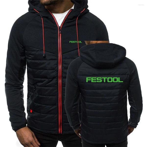 Festool Tools-sudaderas con capucha para hombre, chaquetas con cremallera de invierno, prendas de vestir de algodón, rompevientos informal que mantiene el calor, bolsillos, Tops, 2023