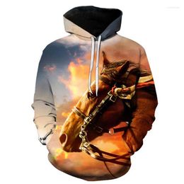 Heren Hoodies 2023 Buitenlandse handel Draag Hoodie Wild Horse Fine Animal 3D Digital Printing Man