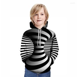 Sweats à capuche pour hommes 2023 Design amusant à capuche noir et blanc à carreaux Illusion Pit sweat enfant garçon fille décontracté Cool haut