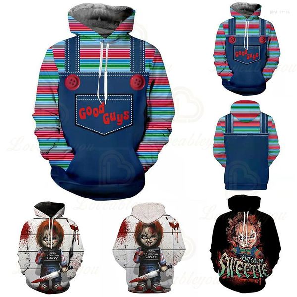 Sweats à capuche pour hommes 2023 Halloween Cosplay The Evil Good Guys Chucky Costumes 3D Sweatshirts Veste Manteau